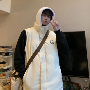 特75 限128 连帽马甲男女情侣假两件外套棉衣MJM326图片