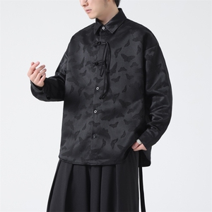 C8603 P65 无影墻 蝴蝶印花盘扣新中式暗黑风风唐装汉服衬衫图片