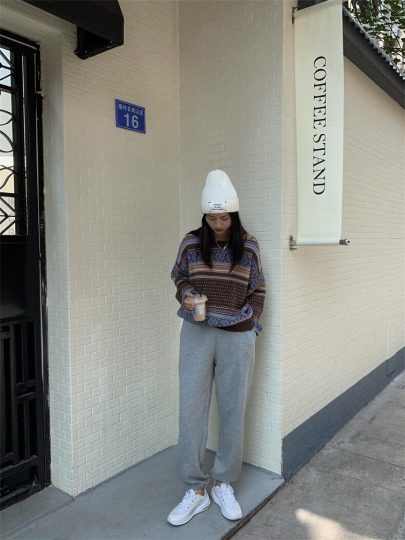 慵懒风撞色毛衣，女装针织衫/毛衣，里奈(1F)