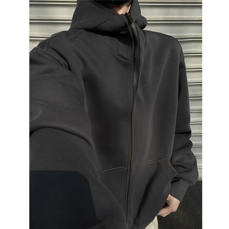 黑墙风2025春(现货)重磅460g高品质帽子结构卫衣开衫TTTB10-P85,男装卫衣,星座1315