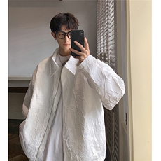 白色巴洛克外套男高级感痞帅美式翻领褶皱设计感cleanfit飞行夹克，男装夹克，星座226-2
