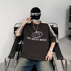 新款短袖t恤男夏季半袖上衣港风宽松休闲潮牌体恤衫T05-P40，男装T恤，星座308B-2
