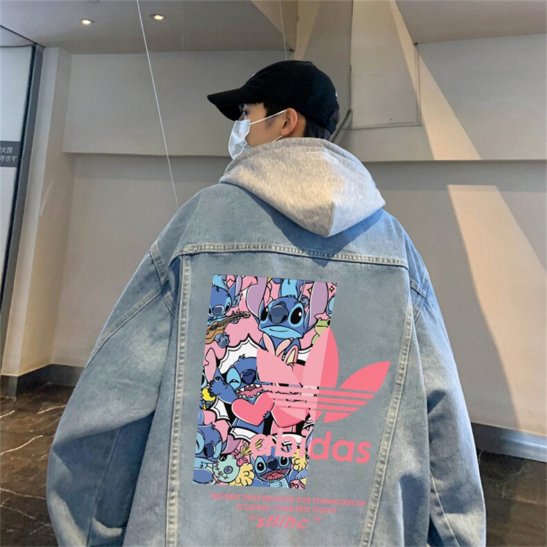 得物二开大货印花百搭牛仔夹克大码宽松休闲牛仔外套JK1264-P88，男装工装外套，星座1103-3