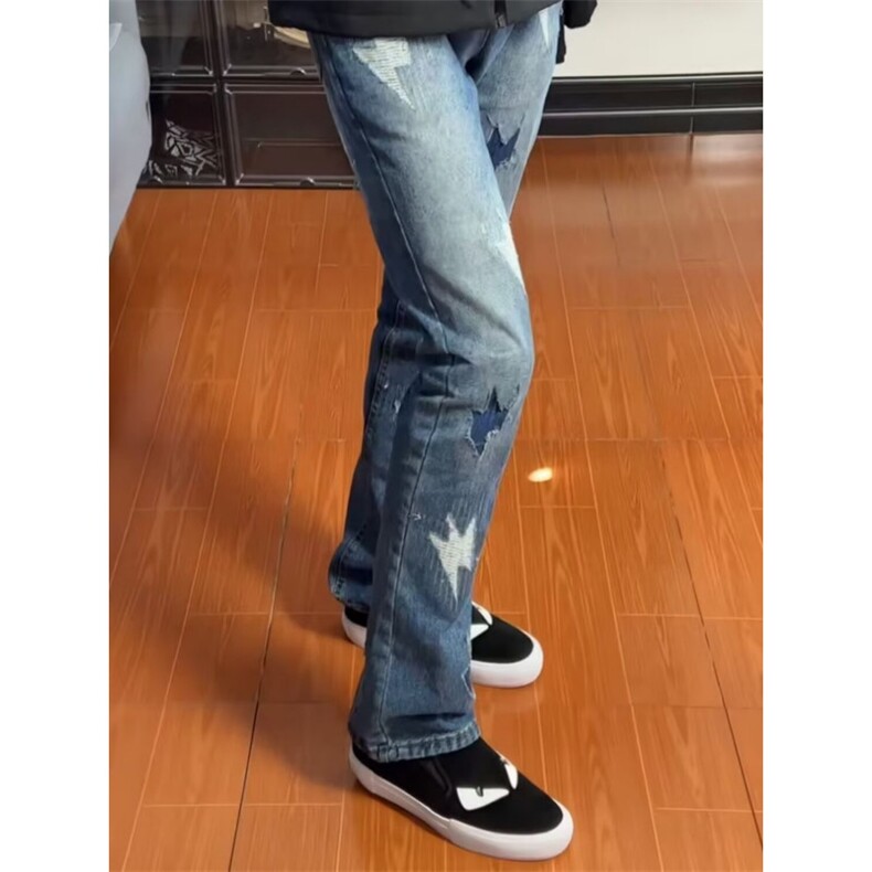 哈伦老爹牛仔裤男春系复古锥形裤萝卜型高腰宽松,男装牛仔裤,四季星座505