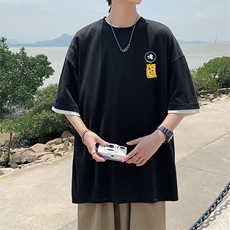 JT55016-P25假两件短袖t恤男大码胖子半袖体恤半截袖港风，男装T恤，电商A040