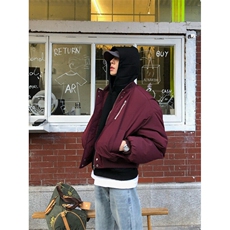 MY10特P128酒红色短款bomber棉服高质量现货，男装棉衣，星座807