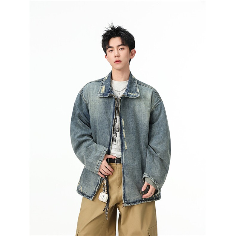 水洗牛仔外套男款春美式痞帅上衣服宽松休闲工装夹克JK1325-P90,男装工装外套,星座1103-3