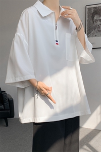 10050-特p25 控48 高克重冰丝面料新款T恤港风大码男装垂感佳图片