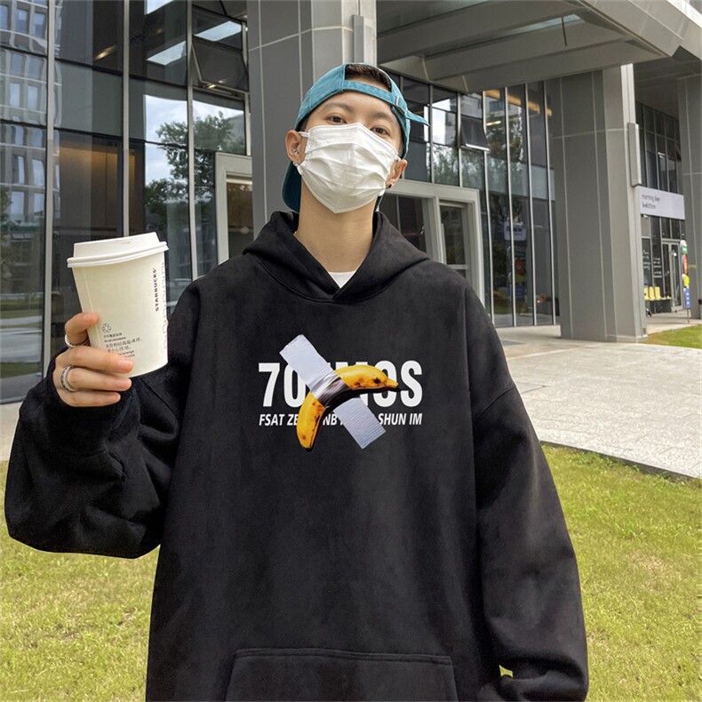 特P43控78秋季360G麂皮绒印花宽松休闲连帽卫衣JWY3268,男装卫衣,电商B370