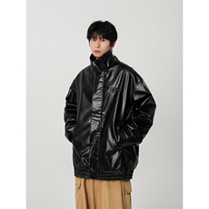 B225-W8634-P126-X158----50TC50PU--双面钢印纯色皮衣棉服，男装皮衣，电商B225