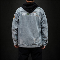 jk822-p80M-5XL黑墙ins牛仔夹克拉链破洞大码男日系CITYBOY，男装夹克，星座103A
