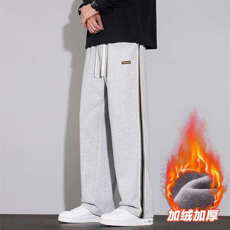 休闲裤男秋冬宽松直筒阔腿长裤加绒青年运动卫裤D015-P45加绒P50图片