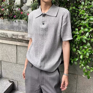 新款复古POLO领短袖针织衫修身打底衫气质上衣T5605-P63图片