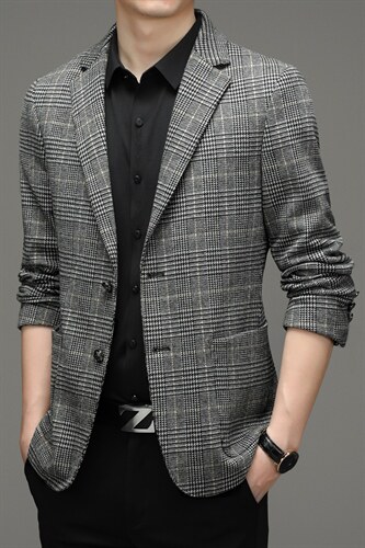 2023秋季男装商务休闲西服中年单西外套男时尚上衣HM8312-P220，男装西服，电商B212（原钱塘6029）