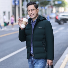 棉衣冬季新款男士连帽商务休闲棉服中年纯色宽松棉袄外套爸爸装，男装棉衣，电商B212（原钱塘6029）