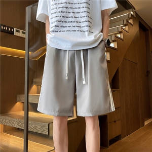 松紧腰短裤夏季条纹拼接美式宽松休闲运动五分裤YX27 P29图片