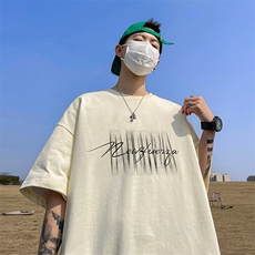 抖音得物二开现货220克夏装重磅美式高街宽松短袖t恤MT150，男装T恤，电商A486-1