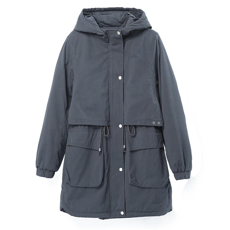 2020冬季新款中长款休闲加绒加厚派克服保暖舒适派克服,女装派克服,独衣靓