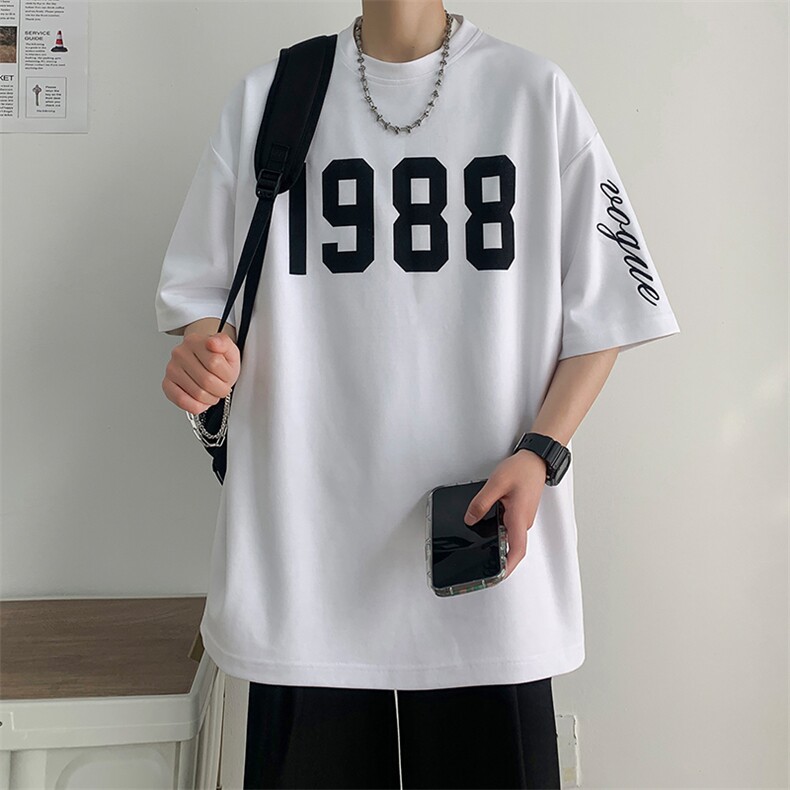 冰氧仿棉短袖港风白墙夏季休闲百搭刺绣纯色男上衣TC3147-P22控48,男装T恤,星座717