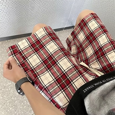 日系复古百搭休闲五分裤格子短裤男士夏季新款阔腿裤子K57-P30，男装休闲裤，星座1109-3