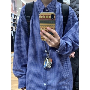 【有货】DC50-P35学院风蓝色格子格纹衬衫衬衣男女宽松潮牌秋外套图片