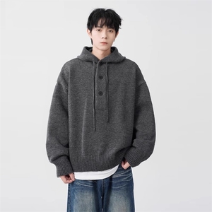 1506/QL1050/P58美式男女秋冬潮牌高级感休闲针织衫宽松慵懒外套图片