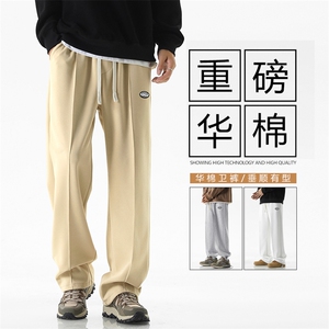 裤子男秋抽绳垂感休闲裤美式潮牌运动卫裤-X1685特批39图片