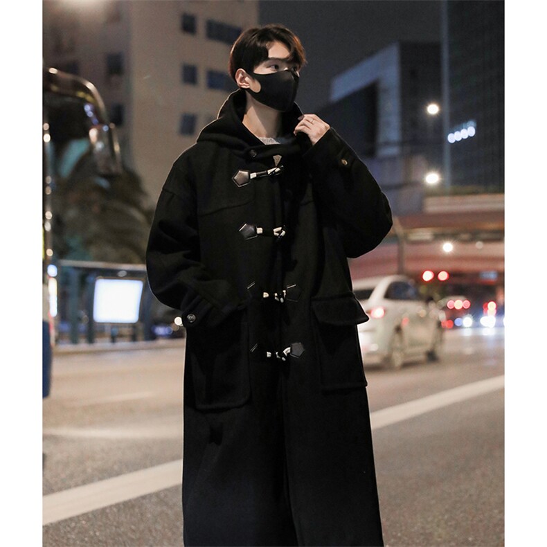 冬装加厚呢大衣外套牛角扣潮牌学院风毛呢大衣风衣男Y3862-特P50，男装风衣，电商B295