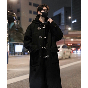 冬装加厚呢大衣外套牛角扣潮牌学院风毛呢大衣风衣男Y3862-特P50，男装风衣，电商B295