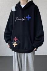 秋季美式小众情侣加厚外套宽松重工贴片刺绣连帽卫衣男潮WY22P78，女装短外套，电商D206-1
