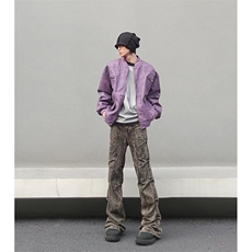 自家图现货！紫色高级短款夹克棒球服痞帅赛车服R3326-P90/已注册，男装夹克，星座1005-4