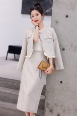 现货小香风2023年春季新款潮流高级有范显瘦收腰优雅甜美两件套，女装套装/套裙，火爆靓佳人