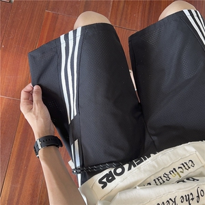 抖音品质夏季新款潮条纹透气网眼宽松短裤B315-K24205-特p30控58图片