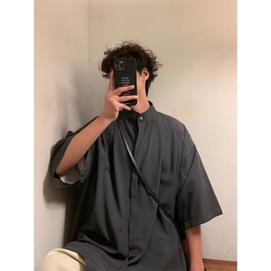 F184-P312024夏季新款慵懒百搭原宿风衬衫日系气质五分袖男现货