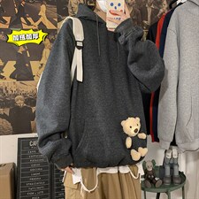2021冬季新海报港风大码男女送小熊加绒加厚网红连帽卫衣W5205P55，男装卫衣，电商A001