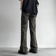 夏男工装织带侧边开叉拉链拼接微喇叭宽松长裤H532P50，男装工装外套，星座1013-1