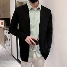 社会小伙假两件针织开衫男春秋季韩版帅气外穿毛衣男纯色外套S126，男装针织衫/毛衣，星座1116A-2（原606A-1）