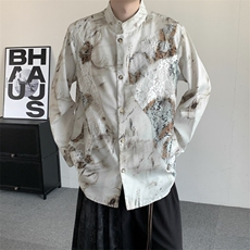 春装新中式复古男女衬衫蕾丝衬衣高级感上衣bf风大码小众长袖衬衣，男装衬衫，星座909