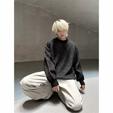 圆领条纹毛衣男款秋冬新款时尚套头针织衫宽松百搭上衣服1112P45，男装针织衫/毛衣，星座410-2