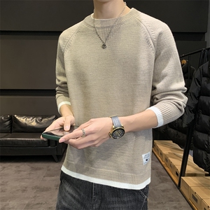 MY8002圆领针织毛衣男秋冬季宽松百搭打底衫休闲常规37加绒47图片