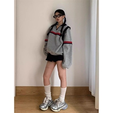 美式V领卫衣女秋季新款撞色拼接套头长袖宽松情侣上衣WY002-P46，男装卫衣，星座208-5
