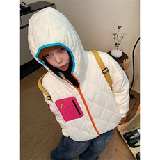 高品撞色多巴胺棉衣情侣户外保暖轻量化连帽棉服男女A1146-P95，男装棉衣，星座1505