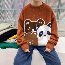 1港风新款宽松休闲中性情侣潮流印花毛衣男外套7775P55加绒P70，男装针织衫/毛衣，星座226-2