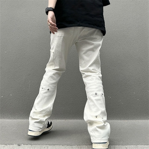 美式高街vibe风牛仔裤男ins潮牌宽松显瘦微喇叭直筒长裤2228-P52图片