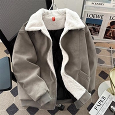 羊羔毛外套男冬2025新款皮毛一体羊羔绒棉服翻领棉衣潮TT1323P96，男装棉衣，星座1013-5