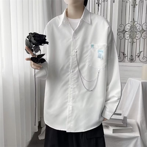 春秋高级设计感情侣衬衣外套港风ins工装长袖衬衫男士 W6947-P30图片