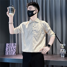 提花肌理感七分袖衬衫男潮牌社会小伙店主风301C-CS27-P58控78，男装衬衫，星座301C（原B323）