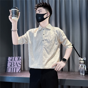 提花肌理感七分袖衬衫男潮牌社会小伙店主风301C-CS27-P58控78图片