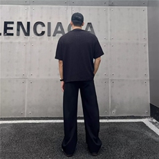 肌理褶皱软糯感半袖老钱风亨利领短袖t恤修身上衣竖条纹设计感T恤，男装T恤，星座506A