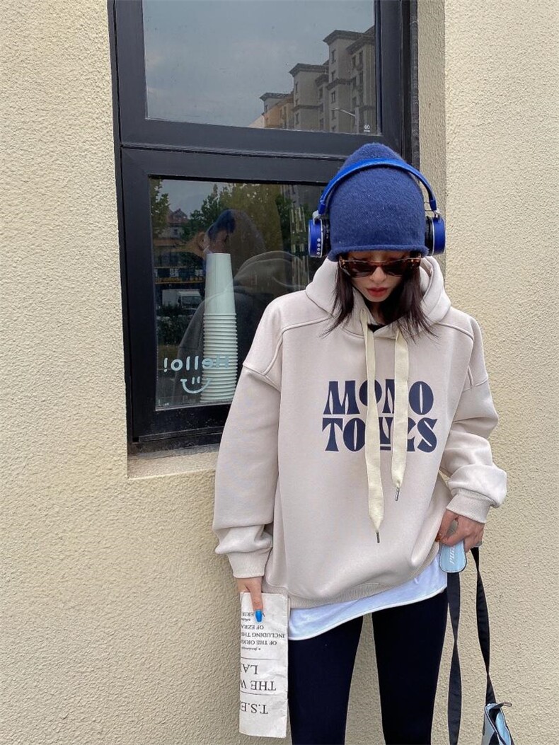 时尚休闲加绒卫衣，女装卫衣/绒衫，泽妤